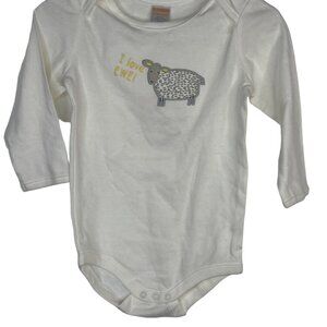 Gymboree Baby Girls Long Sleeve Bodysuit 12–18 Months White Sheep Graphic